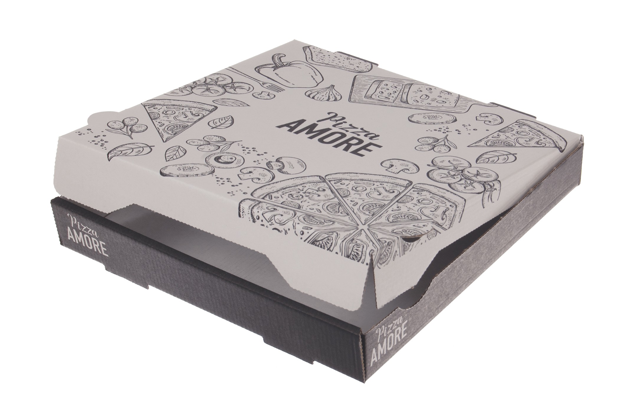 Pizzakarton "AMORE" schw./weiß