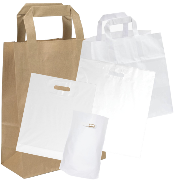 Papiertragetaschen weiß/brau